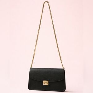 Furla Elegant Black Crossbody with Gold Chain